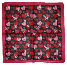22&quot;X22&quot; Multiple Pink Red White Hearts Black 100% Cotton Bandana - £10.21 GBP