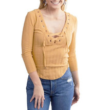 Free People Womens Top Ice Cold 3/4 Sleeve Sun Fade Yellow Size Xs OB1090510 - £38.98 GBP