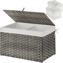 GREENSTELL Storage Basket with Lid, Handwoven Basket with Cotton Liner - £23.81 GBP