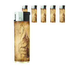 Vintage Pirate Ship D5 Lighters Set of 5 Electronic Refillable Butane  - £12.36 GBP