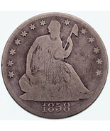 1858-O Sitting Half Dollar 50C in Good Condition, Natural Color, Has Com... - €47,08 EUR