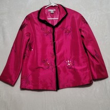 Drapers Damons Jacket Womens Medium Leather Red Tassel Sequin Embroirdery - £29.78 GBP