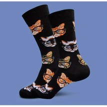 NEW Hipster Cat Kitten With Glasses Men’s Novelty Logo Crew Socks 1 Pair - £8.54 GBP