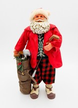 Santa Claus W/Golf Bag Fabric Mache Christmas Golfing 12 Inch Figure Vin... - $24.99