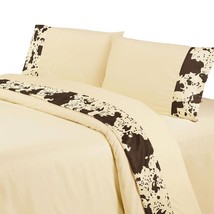 Cowhide Sheet Sets - Cream Western Style Bedding Set - $248.67 CAD - $526.96 CAD