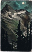 British Columbia BC Postcard Glacier Mount Sir Donald Moonlight 1912 Valentine - $4.94