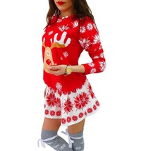 Spring Autumn Dresses Female Christmas Personality Printing Female Slim ... - £46.37 GBP