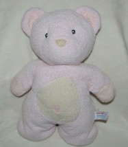 Aurora Baby Teddy Bear Pink White Plush Lovey 14" Sewn Eyes Beanbag Gingham paws - £38.59 GBP