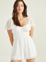 Altar&#39;d State Kailey Swiss Clip Dot Spring Summer Short Romper Boho White L NEW - £31.64 GBP