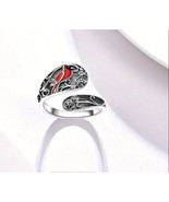 Red cardinal silver spoon ring - £11.14 GBP