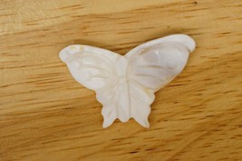 VINTAGE Carved MOP Shell Butterfly Miniature 40mm x 25mm Flat Drilled Bead - $9.89