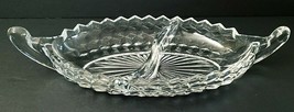 Starburst Diamonds and Scalloped Oval Divided Relish Dish W/Handles 9&quot; x... - £10.97 GBP