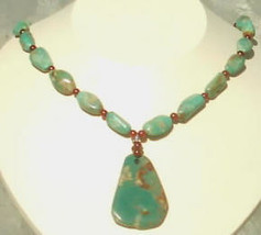 Large Free-form Drop Turquoise and Carnelian Necklace - £71.77 GBP