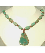 Large Free-form Drop Turquoise and Carnelian Necklace - $90.00