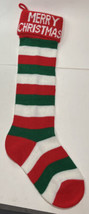 Traditional Merry Christmas Stocking Red Green White 24&quot; - $7.25