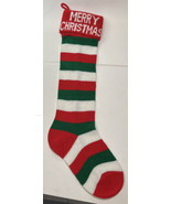 Traditional Merry Christmas Stocking Red Green White 24&quot; - $7.25