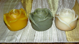 HANDMADE ROSE CANDLE choice of yellow, green or white, PRICE IS EACH ONE... - $1.80