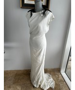 NWT $ 5425 Brunello Cucinelli White Silk Gown Wedding Ostrich Epaulette ... - £782.35 GBP