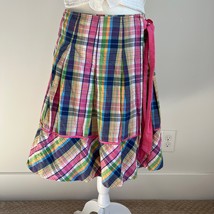 Lilly Pulitzer Vintage White Label Plaid Pleated Wrap Skirt - £25.69 GBP