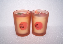 Victoria&#39;s Secret PINK Coco Peach Scented Candle 6.3 oz - Lot of 2 New - £28.43 GBP