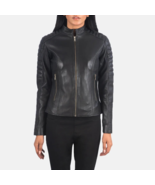 Women&#39;s Black Biker Stylish Zipper Cafe Racer Winter Leather Jacket - $189.99