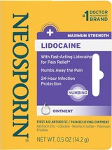 Neosporin + Lidocaine First Aid Antibiotic Ointment, Maximum Strength &amp; Fast-Act - £15.14 GBP