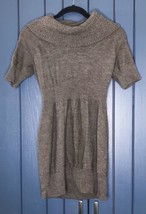 Loft Short Sleeve Thick Ribbed Turtleneck Brown Babydoll Sweater Tunic S... - £10.89 GBP