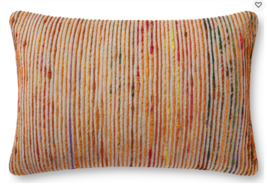 LOLOI Recycled Sari Silk With Texture Throw Pillow, Rust / Multi, 13&quot;x21&quot; - £20.56 GBP