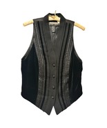 Ellen Tracy Vintage Black Velvet Satin Tux Vest Lined Front Button 100% ... - $95.69 CAD