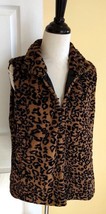 APT. 9 Plush Caramel Brown/Black Leopard Print Faux Fur Vest (M) - £11.24 GBP