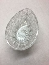 VINTAGE American BRILLIANT Crystal CANDY Dish EGG Shaped HOBSTAR Designs - $39.59