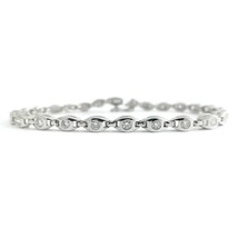 Authenticity Guarantee 
Oval Link Burnished Diamond Tennis Bracelet 14K White... - $1,995.00