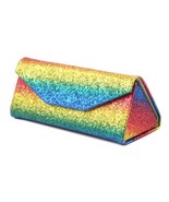 RAINBOW GLITTER TRIANGLE MAGNETIC FOLD SUNGLASSES CASE LGBTQ GAY PRIDE R... - $7.55