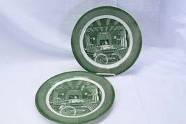 Royal Colonial Homestead Chop Plate Platters 12 1/8&quot; Lot of 2 Green - $27.43