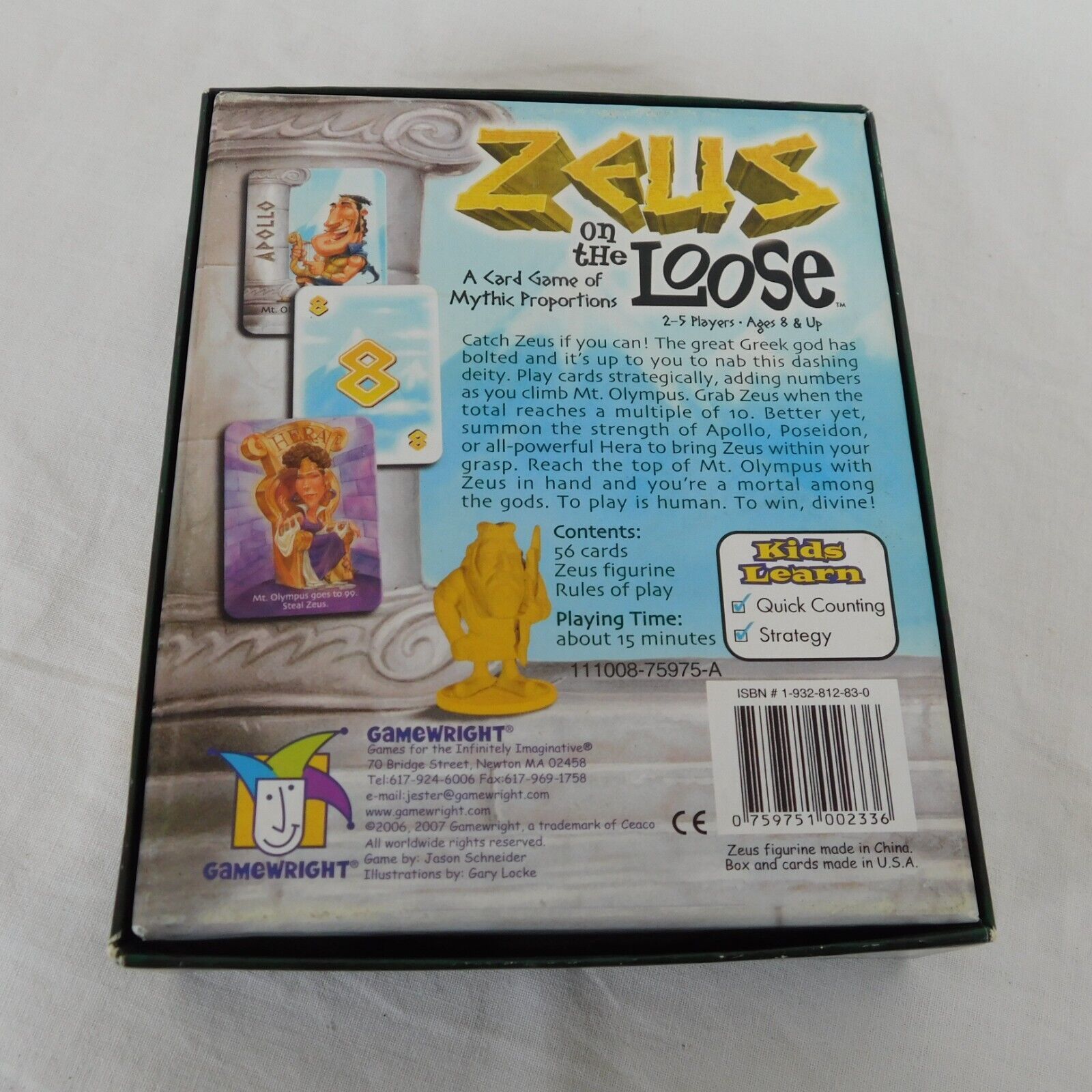 Zeus On The Loose Card Game 2-5 Players Ages 8 & up COMPLETE Educational Math - £9.23 GBP
