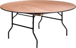 Flash Furniture 5.5-Foot Round Wood Folding Banquet Table with Clear Nat... - £523.13 GBP