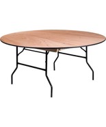 Flash Furniture 5.5-Foot Round Wood Folding Banquet Table with Clear Nat... - £520.41 GBP