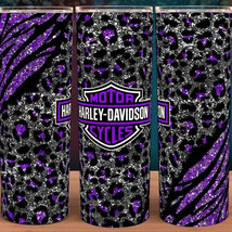 Harley Davidson Motorcycle Purple Cheetah with Zebra Stripes Cup Mug Tumbler - £15.99 GBP