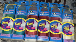 VintaGe Gerber Fashion Tints 9 oz Bottles Lot Of 6 One Piece Feature - £37.69 GBP