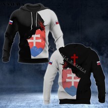 SLOVAK Flag  Slova  Army 3D Printed Zipper Hoodie Man Pullover Sweatshirt Hooded - £78.34 GBP
