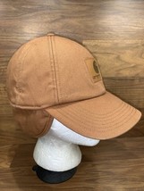 Carhartt Ear Flap Canvas Hat Cap Size Med/Large A199 Brown Work Hat - $14.25