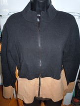 Chicos Black &amp; Tan Zip-Up Jacket Size 2 - £12.58 GBP