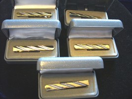 Gold Tone and Silver Stripe Tie Clasp - $8.00