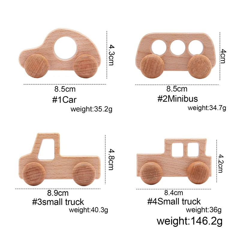 1PC Baby Toy Beech Wood Blocks Cartoon Car Educational Montessori Toys Children  - £19.30 GBP