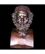 Sculpture Bust of Homer ancient Greek writer poet in Dark Bronze finish - $34.64