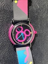 Vintage Mickey Mouse Disney Pink and Black Swatch Style Watch 90s - £16.18 GBP
