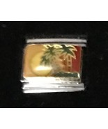 Beach Palm Trees Big Sun wholesale Italian CHARM Enamel Link 9MM K2022BG12 - $13.50