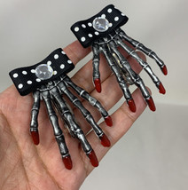 Gothic Accessory Skeleton Hand Hair Clips Barrettes Halloween Dia De Los Muertos - £19.78 GBP