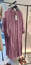 ZARA BNWT 2025. MAUVE LINEN TUNIC KAFTAN DRESS TUNIC TIE DYE. 4043/241/612 - $144.09