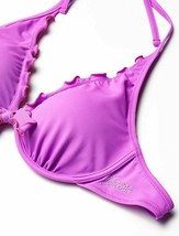 Guess Womens Solid Ruffle Halter Bikini Top with Removable Pads Size 34B - £10.81 GBP
